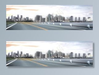 城市道路公路建筑海报背景素材图片