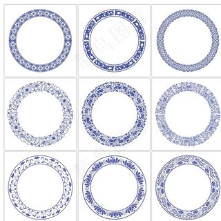 中国风古典青花瓷无缝花纹图片