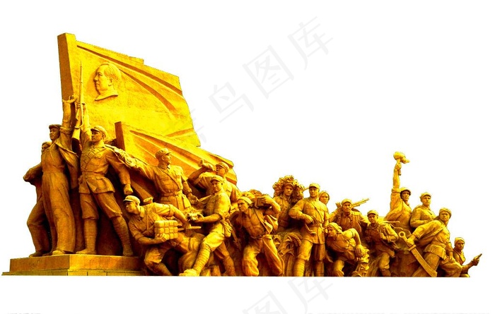 抗战胜利70周年金色雕塑图片psd模版下载