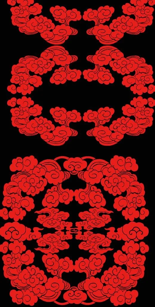 手绘中式复古风祥云底纹套图图片ai矢量模版下载