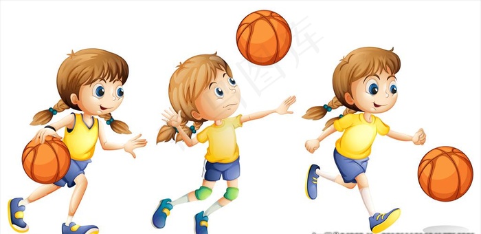 卡通蓝球女孩图片