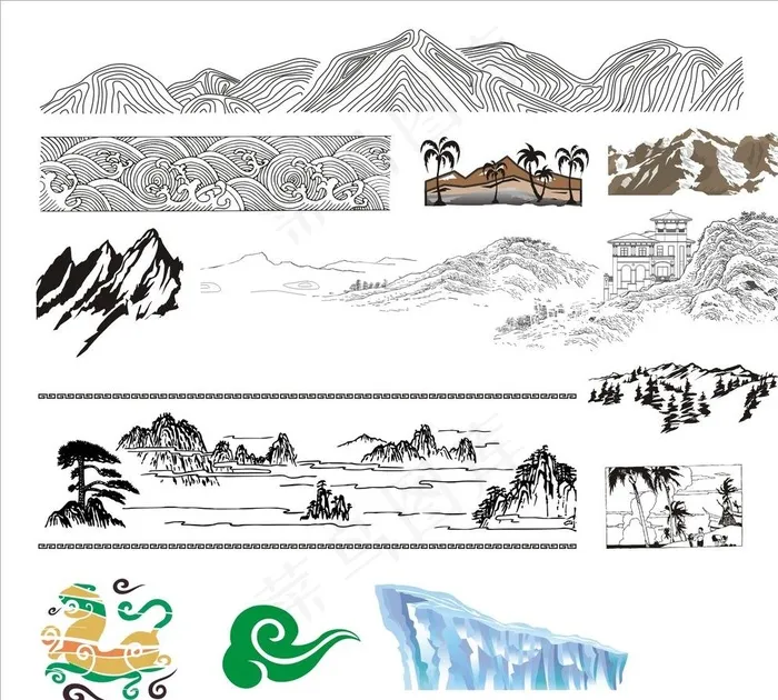 矢量山水图片cdr矢量模版下载