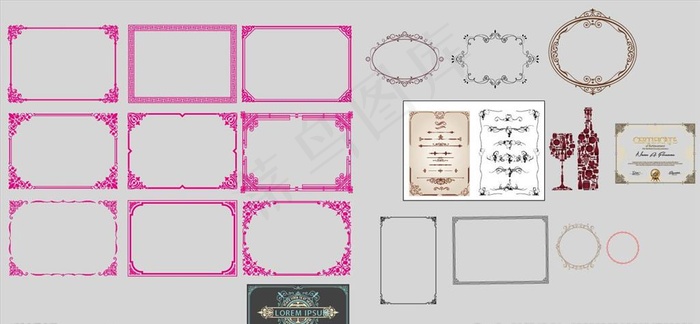 欧式花纹框图片ai矢量模版下载