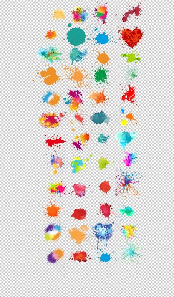 彩色水彩喷溅素材合集元素免抠素图片