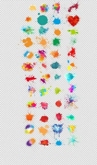 彩色水彩喷溅素材合集元素免抠素图片