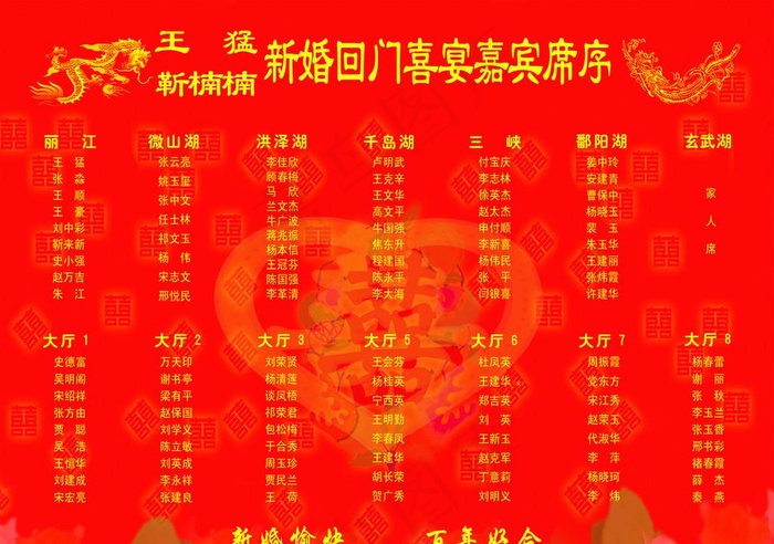 婚宴名单图片psd模版下载