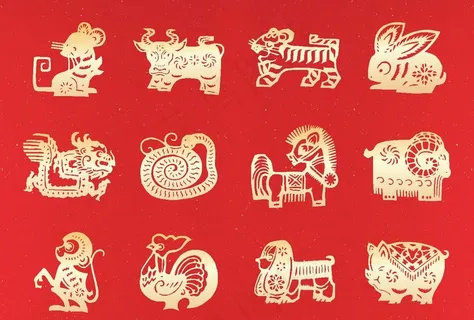 矢量十二生肖剪纸图片