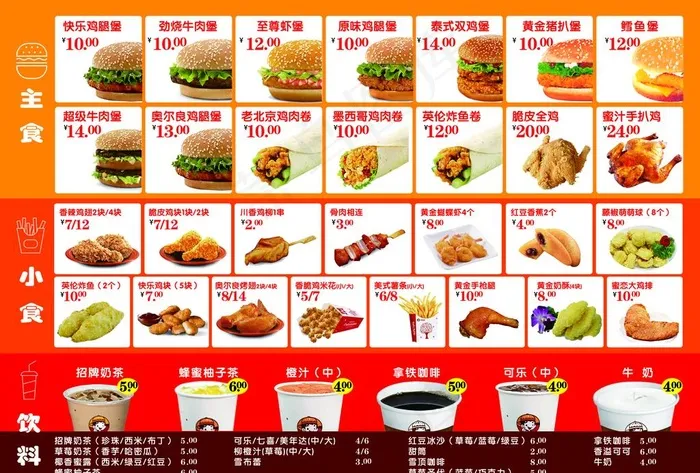 快乐星汉堡 点餐单图片psd模版下载