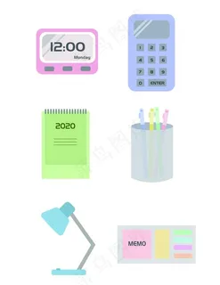 开学季矢量文具免抠素材图图片