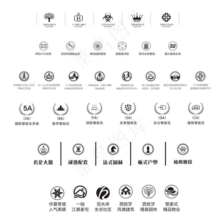 地产常用icon图片cdr矢量模版下载