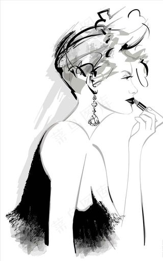 手绘时尚美女图片