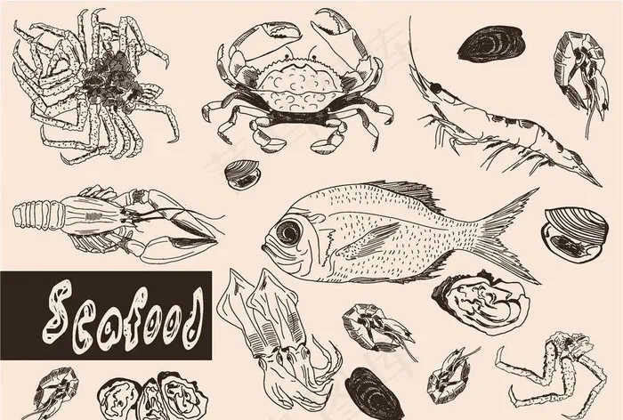 海鲜图标 水产图标图片eps,ai矢量模版下载