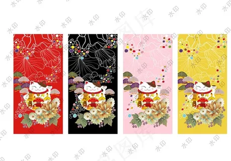 招财猫 千万两 万福 印花图片