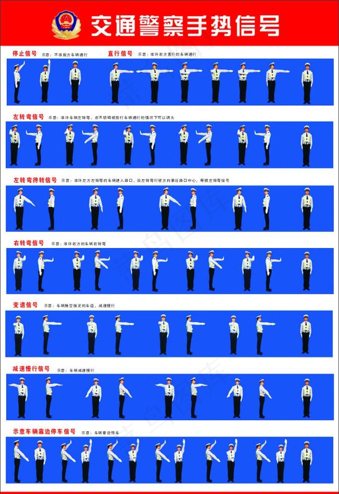 交通警察手势信号（人物未单个分层）（人物百分之百下不清晰）图片