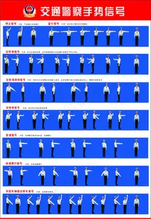 交通警察手势信号（人物未单个分层）（人物百分之百下不清晰）图片