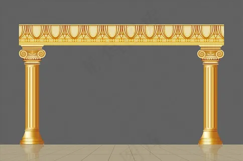 金色欧式罗马柱拱门图片