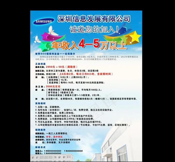 招聘 招工 工厂宣传单图片(2481X3366(DPI:300))psd模版下载