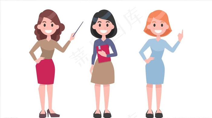矢量彩色女老师教师卡通手绘图片ai矢量模版下载
