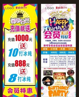 KTV会员生日特权展架图片