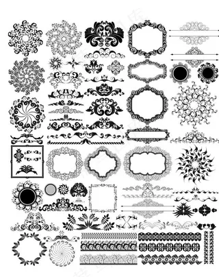 黑色花边边框设计图片