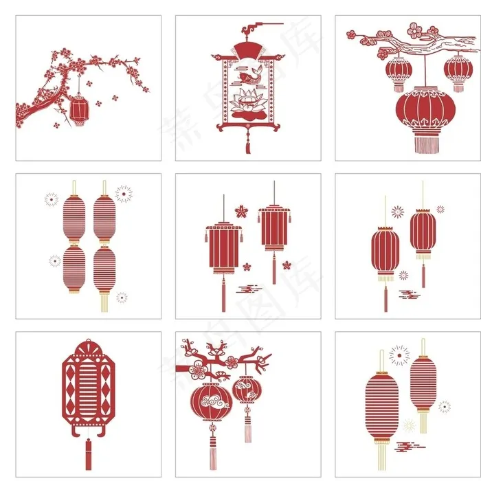 红色灯笼节日元素图片ai矢量模版下载