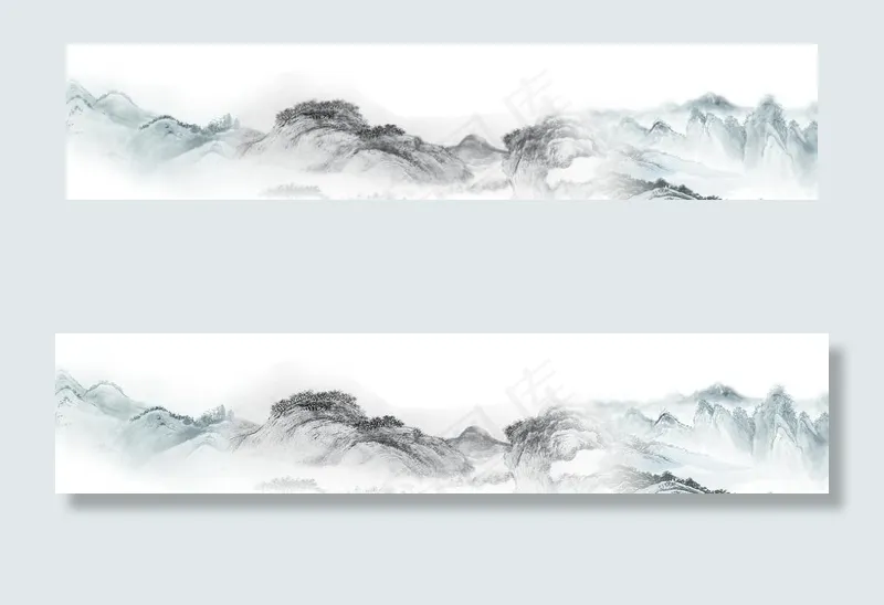 水墨画背景墙图片(14882X3543(DPI:30))psd模版下载