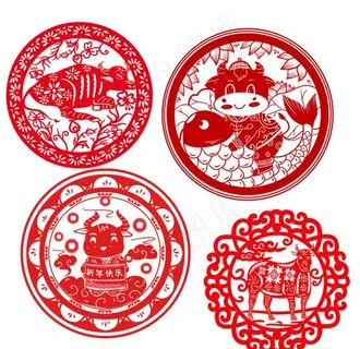 牛年窗花图片