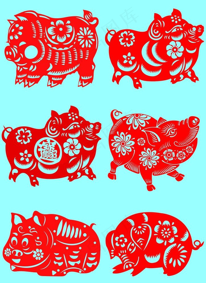 剪纸猪图片psd模版下载
