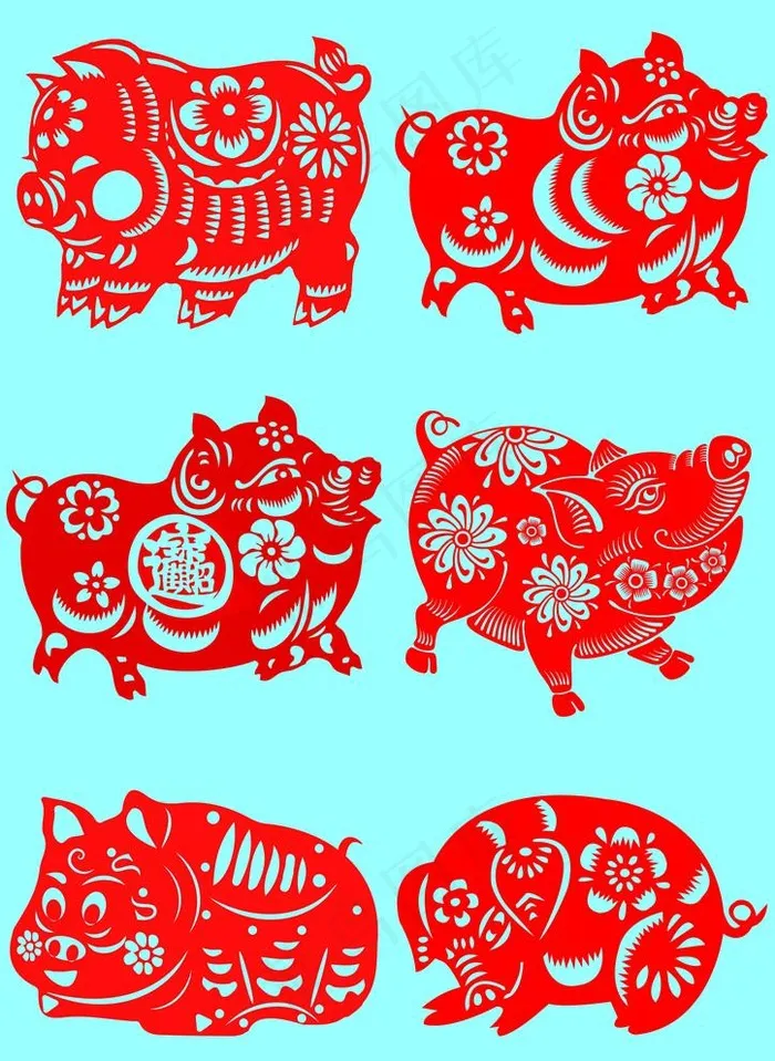 剪纸猪图片psd模版下载
