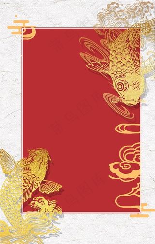 红色喜庆线条锦鲤背景图片
