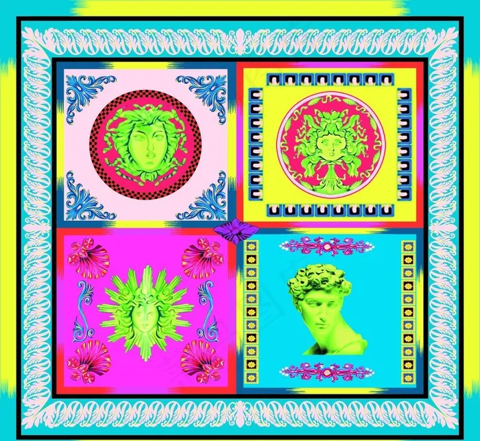 大牌 方巾 丝巾 数码印花 豹图片