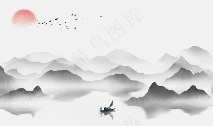 水墨画图片(9071X5669(DPI:72))psd模版下载