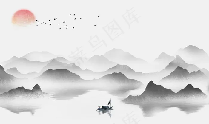 水墨画图片(9071X5669(DPI:72))psd模版下载