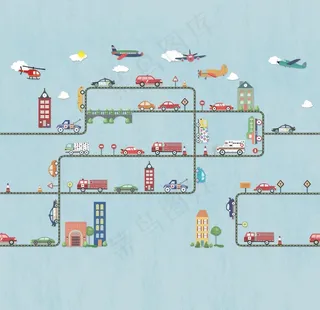 时尚都市卡通电视背景墙图片