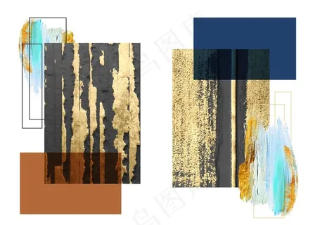 现代轻奢几何立体装饰画图片