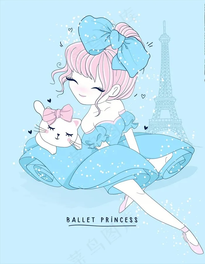 卡通女孩图片ai矢量模版下载