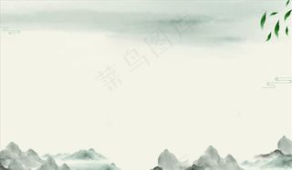 水墨山水画展板图片