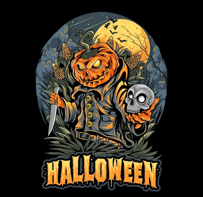 万圣节创意插画图案图片eps,ai矢量模版下载
