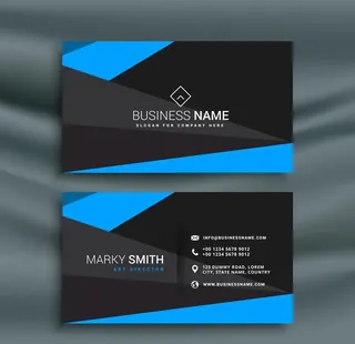 时尚蓝黑色商务名片矢量图图片