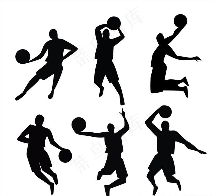 动感篮球人物剪影矢量图图片