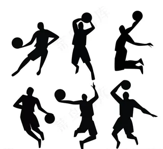 动感篮球人物剪影矢量图图片