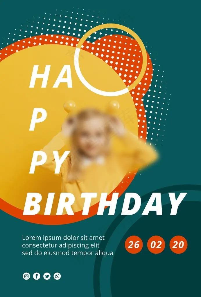 儿童生日派对 邀请海报图片(2480X3508(DPI:300))psd模版下载