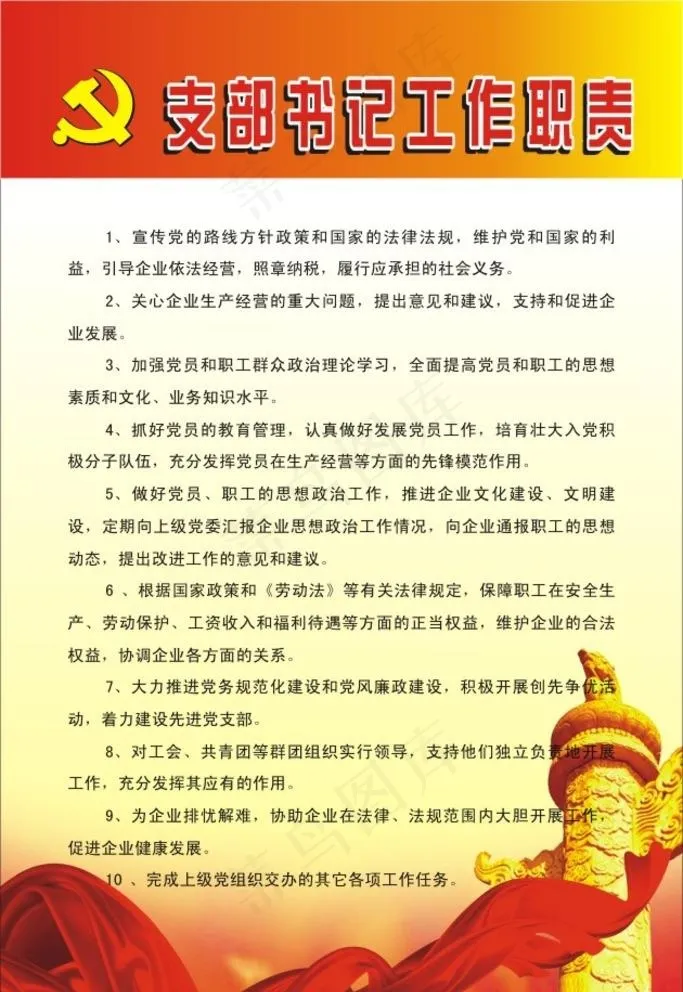 党支部书记职责图片cdr矢量模版下载