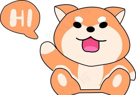 秋田犬卡通打招呼元素图片 秋田犬卡通打招呼元素图片