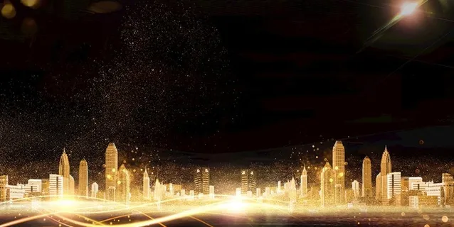 金色城市背景素材图片