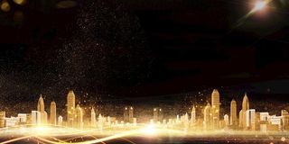 金色城市背景素材图片
