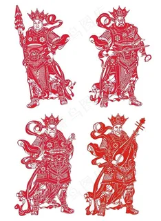 剪纸四大天王图片