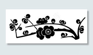 矢量图案 黑白梅花图片