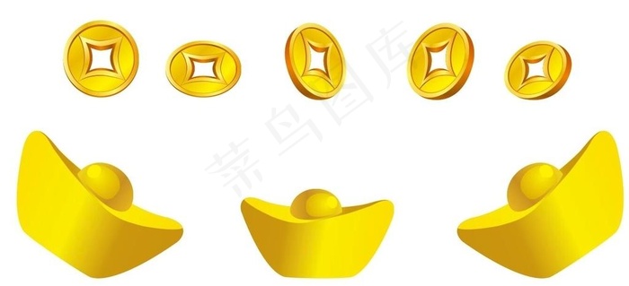 矢量铜钱金元宝图片