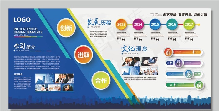 企业文化墙图片ai矢量模版下载